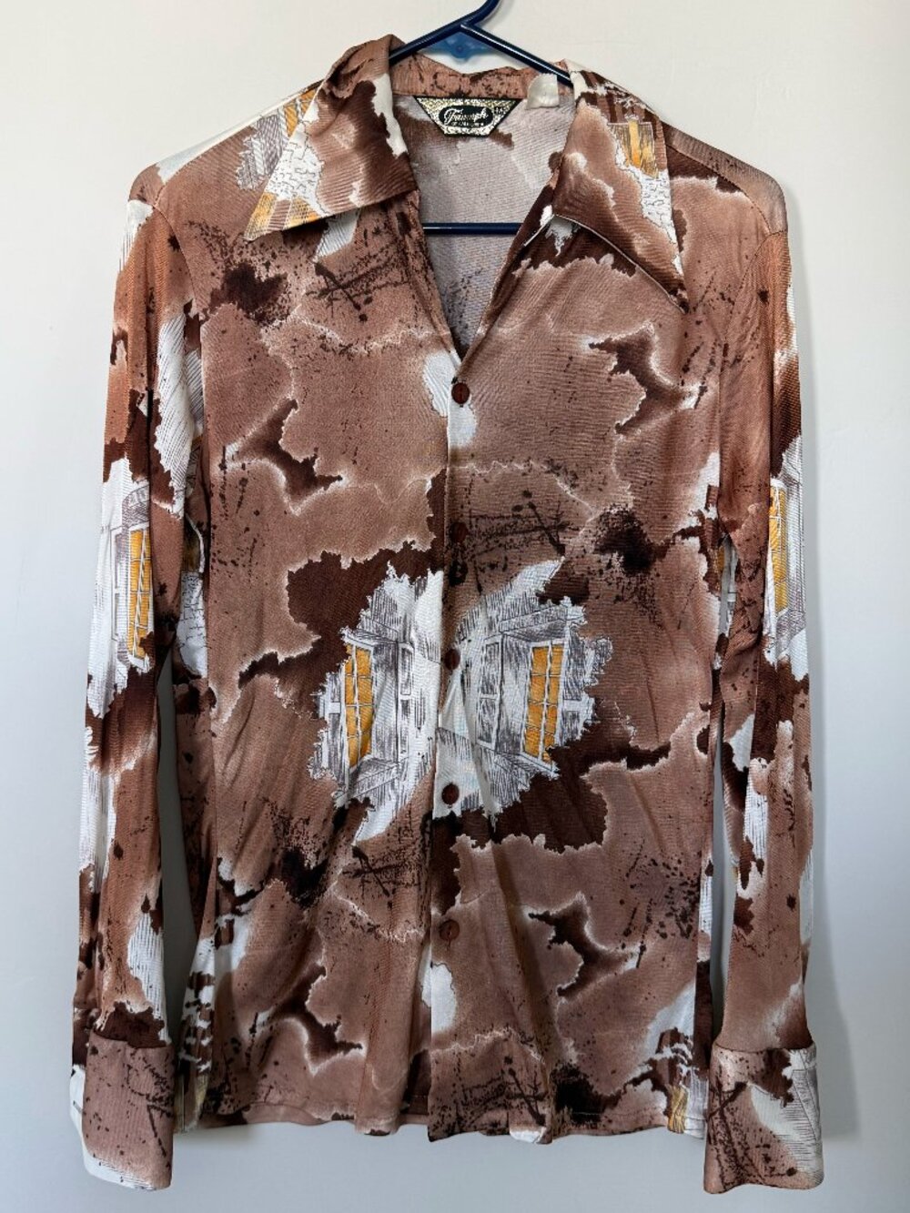 Vintage 70s Triumph of California Disco Shirt - Rare Window Print S/M